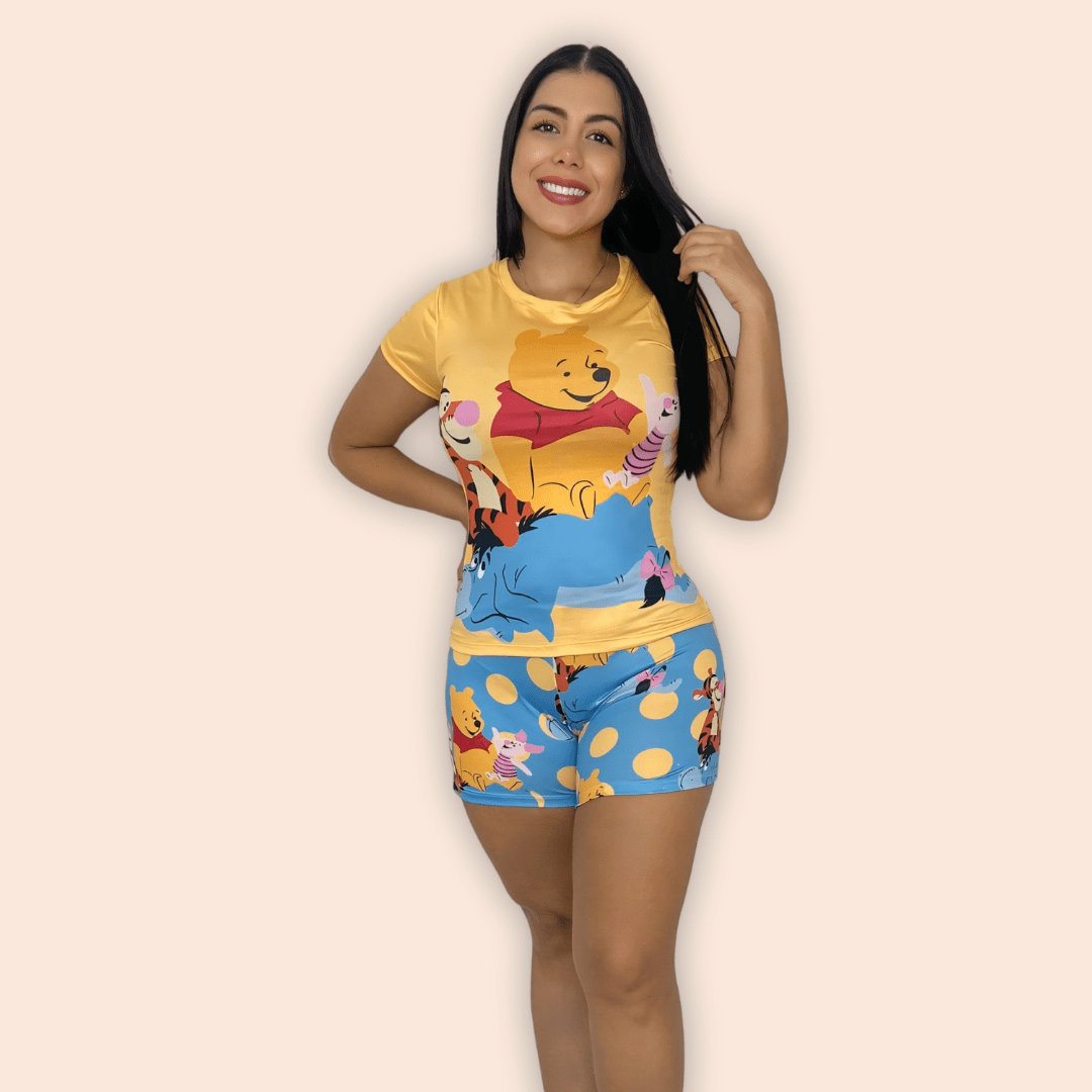 Pijama Dama Short Blusa de Mangas Winnie the Pooh