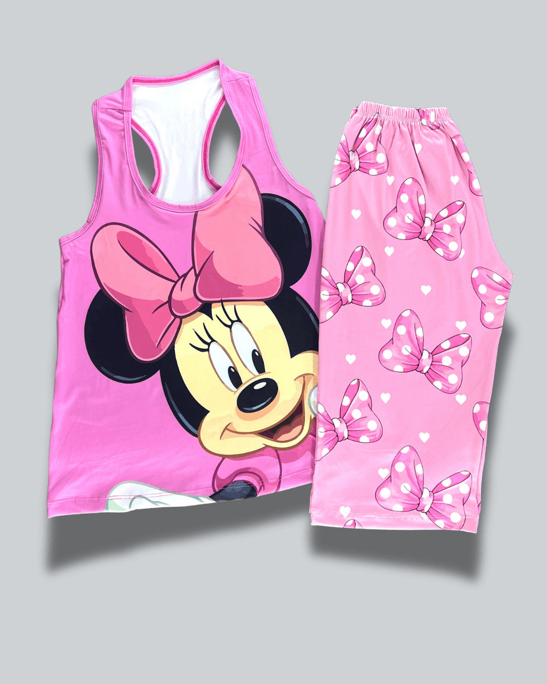 Pijama Dama Capri Minnie Moño Rosado