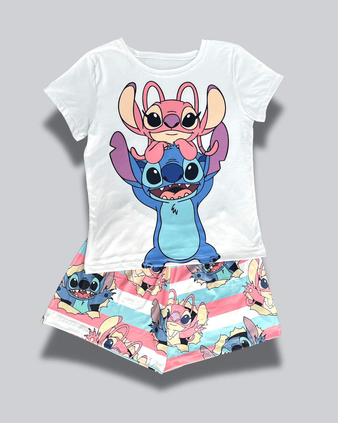 Pijama Dama Short Plus Stitch & Angel