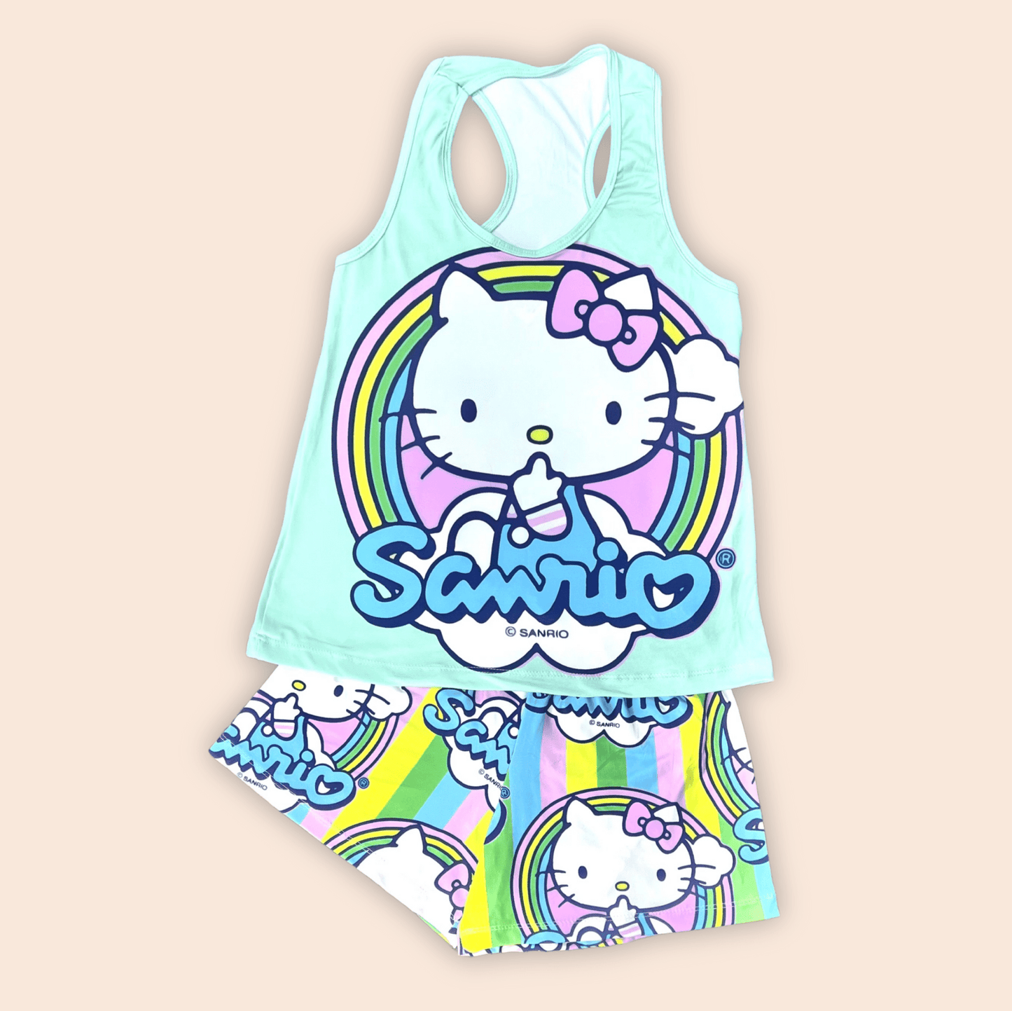 Pijama Dama Short Blusa Esqueleto Hello Kitty