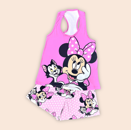 Pijama Dama Short Blusa Esqueleto Minnie