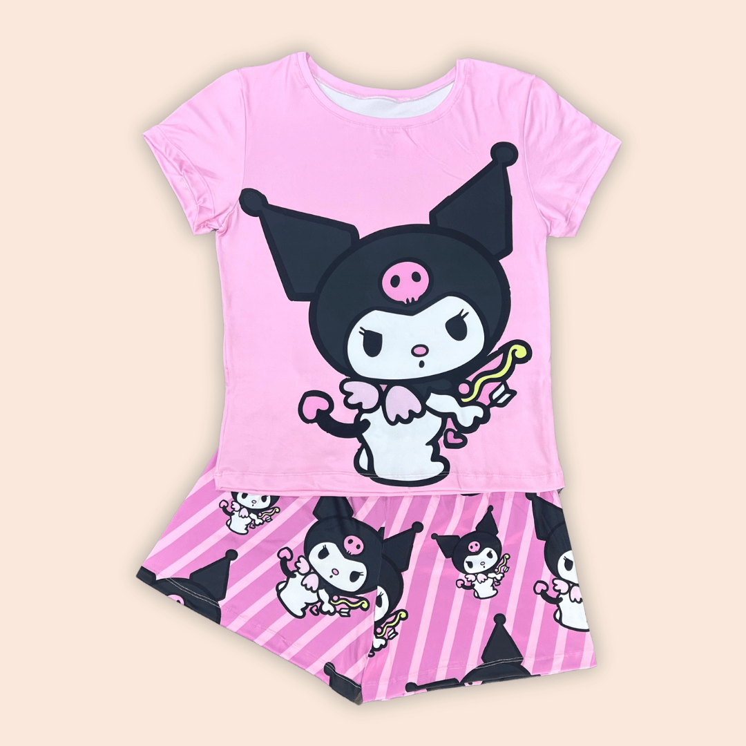 Pijama Short Dama Talla Plus Kuromi Rosa
