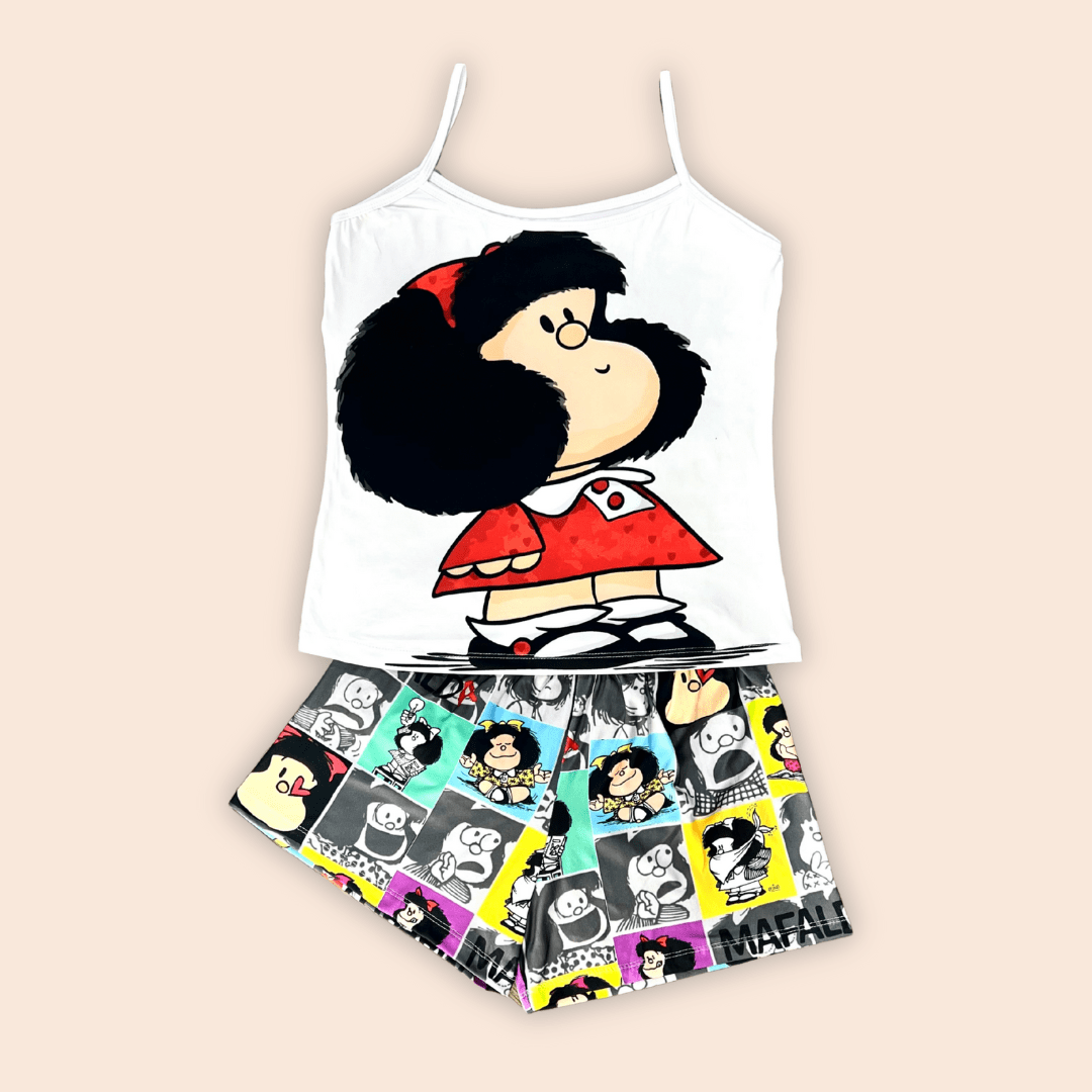 Pijama Short y Blusa de Tiras Talla Extra Mafalda