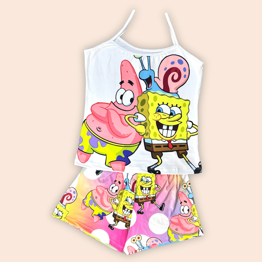 Pijama Short Blusa de Tiras Talla Extra Bob Esponja & Amigos