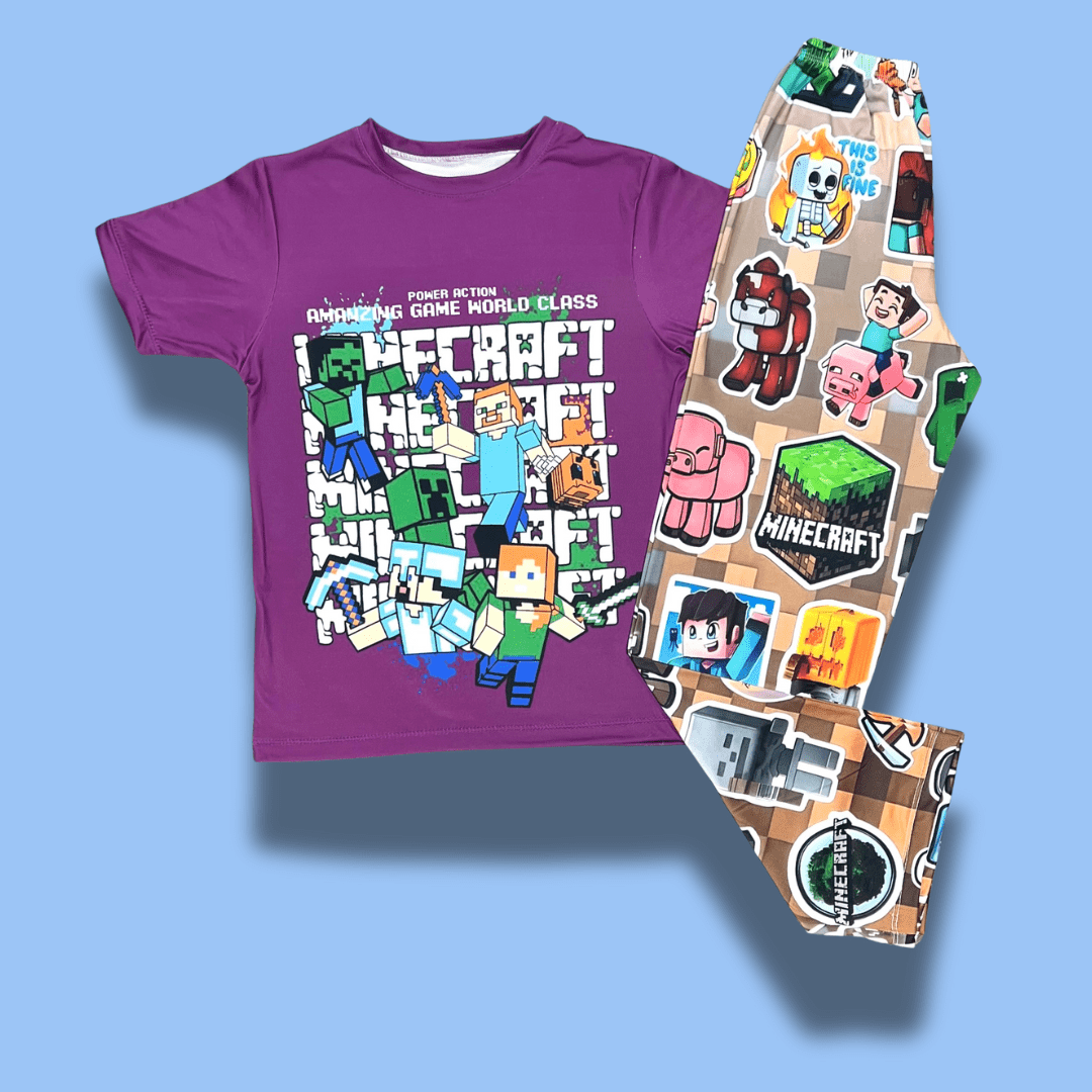 Pijama Minecraft niño – Pantalón largo + camiseta gamer
