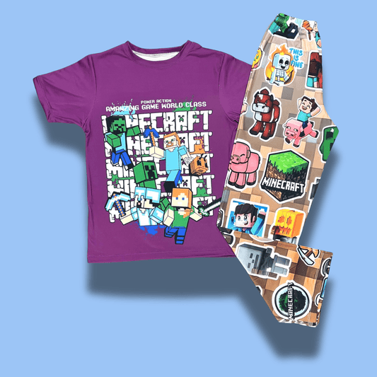 Pijama Minecraft niño – Pantalón largo + camiseta gamer