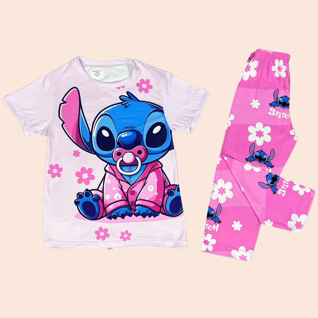 Pijama Niña Pantalón Baby Stich Flores