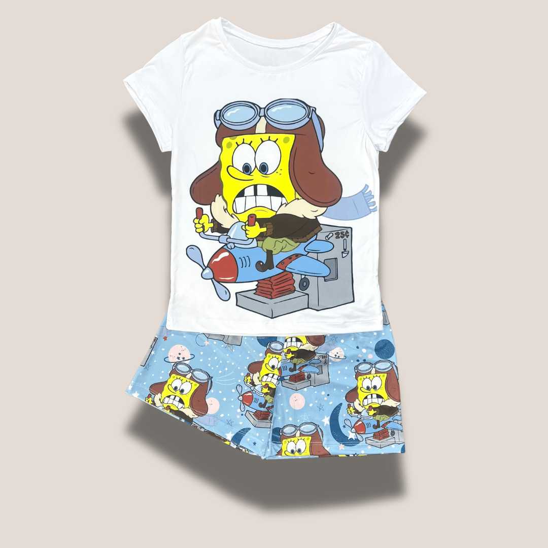 Pijama dama Bob Esponja en short – Divertida y fresca