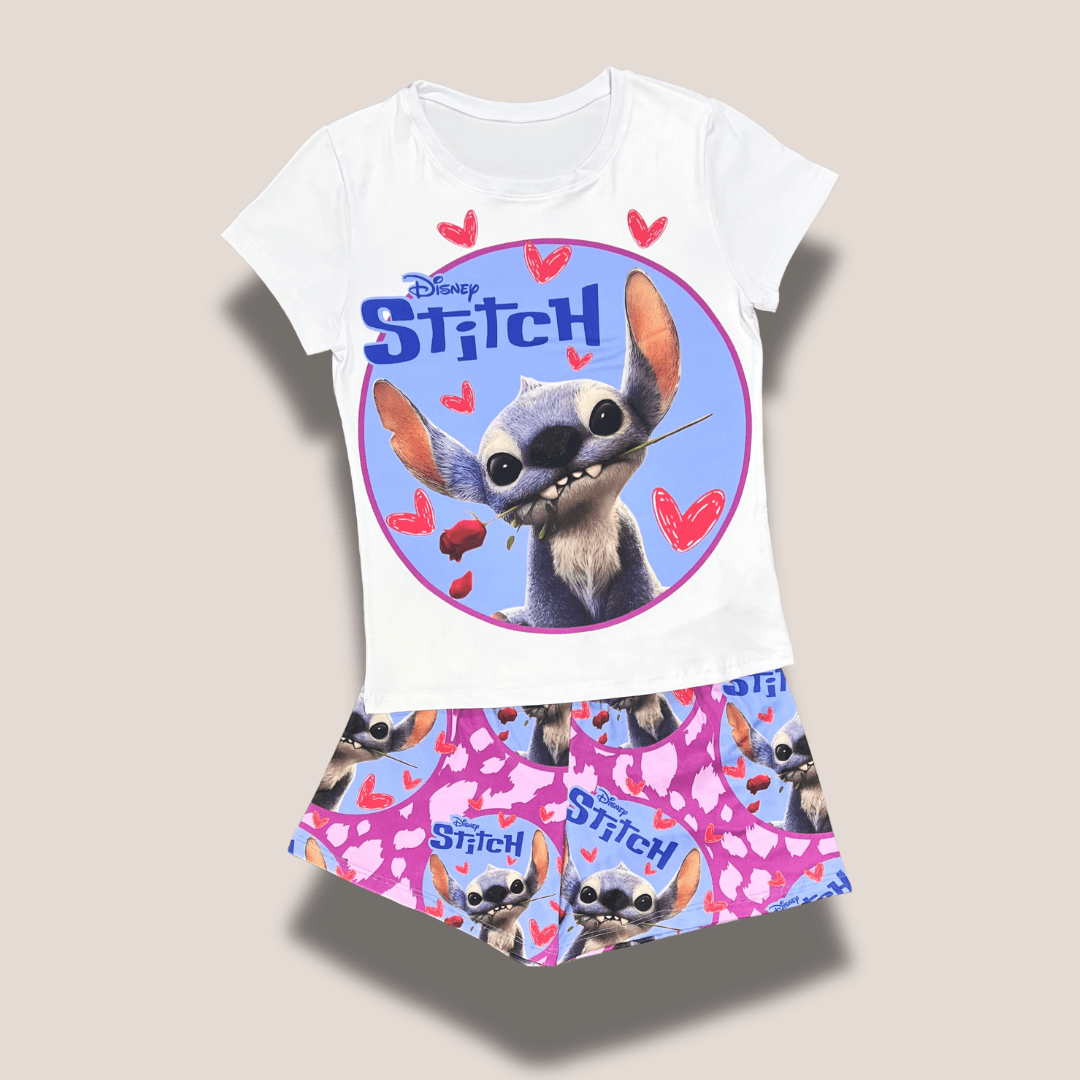 Pijama dama Stitch corazones – Diseño romántico y divertido