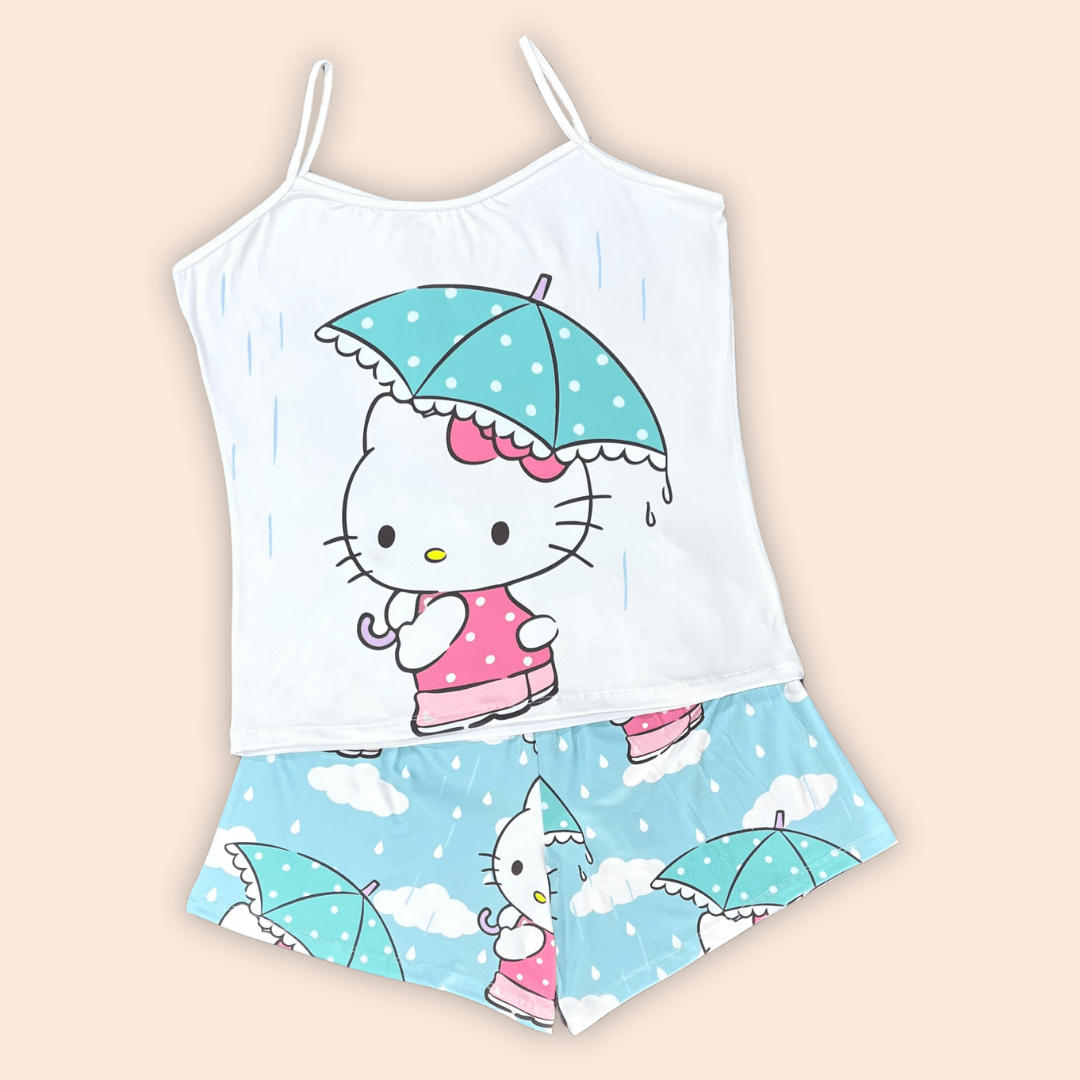 Pijama Dama Talla Plus - Hello Kitty con Paraguas