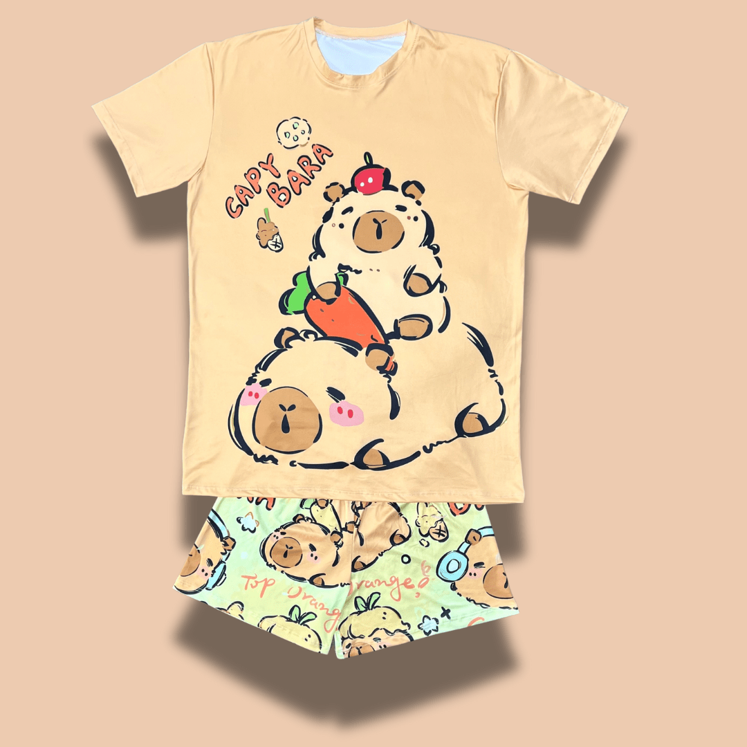Pijama Capibara Relax para Mujer – Dulzura Pastel y Bienestar