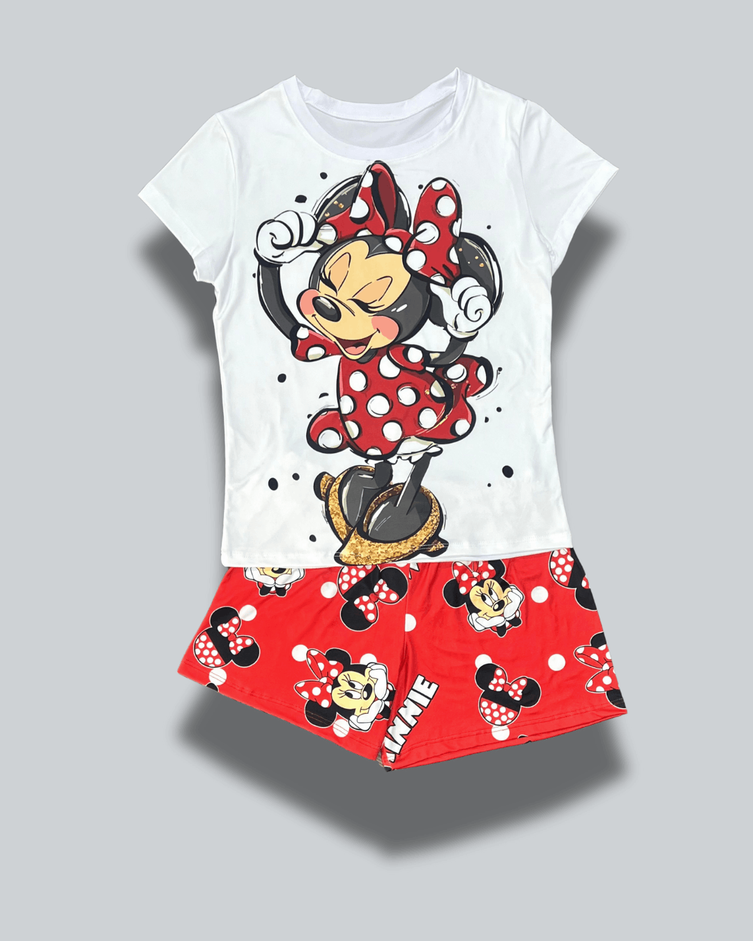 Pijama Dama Short Minnie Moño Rojo
