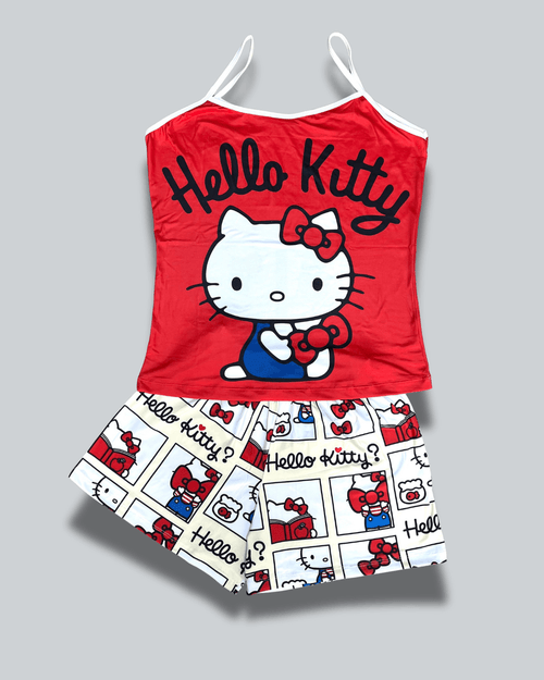 Pijama Dama Short Plus Kitty Rojo