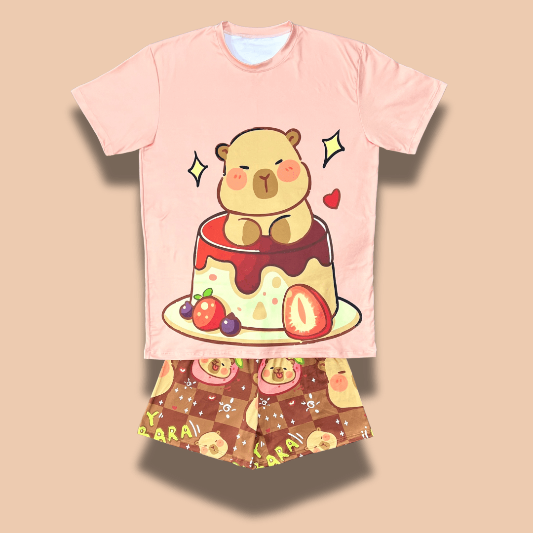 Pijama Capibara Pudin para Mujer – Dulzura y Confort Pastel