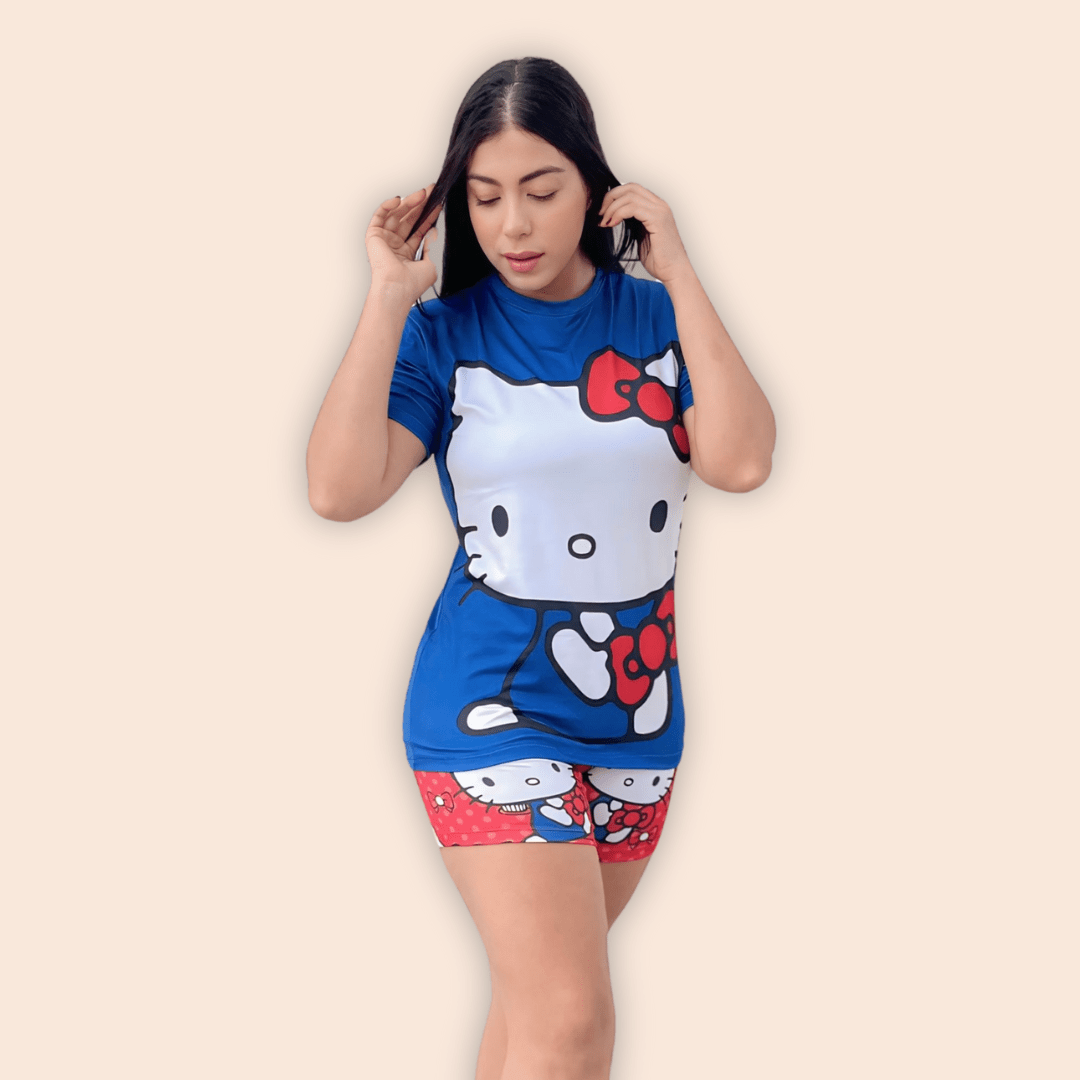 Pijama Dama Short Blusa Oversize Hello Kitty