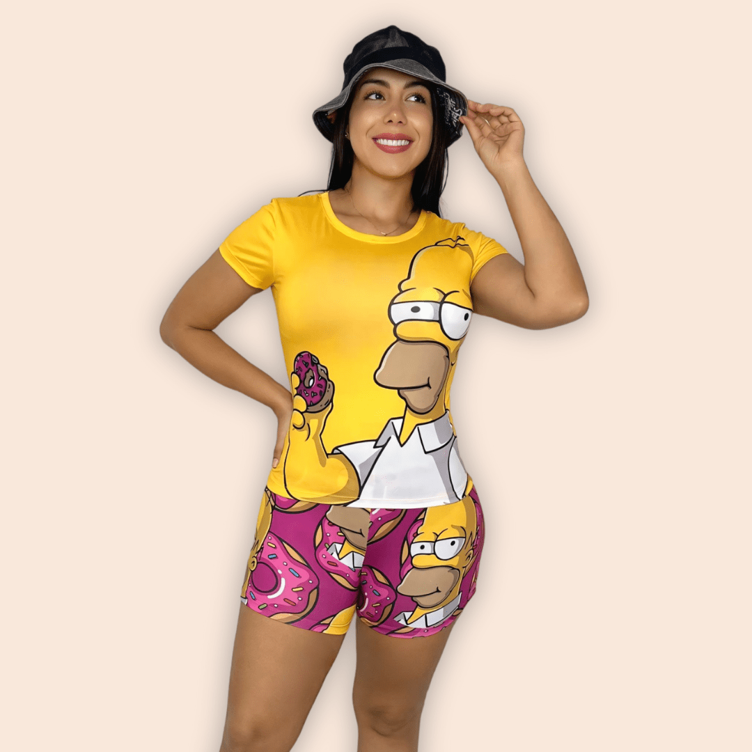 Pijama Dama Short Blusa de Mangas Homero Simpson