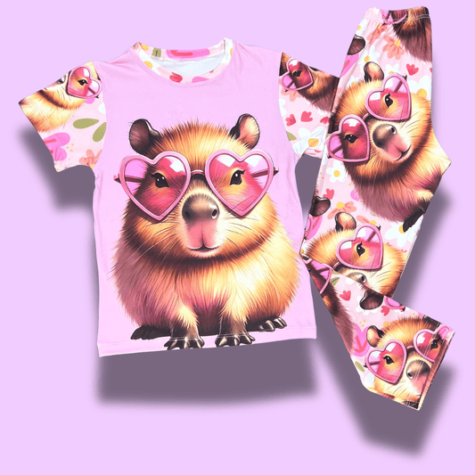 Pantalón pijama niña capibara con gafas – Diseño tierno y divertido