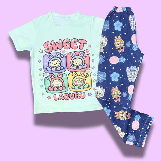 Pijama niña Sweet Labubu en piel de durazno – Suave y divertida