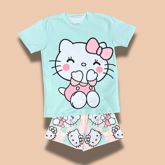 Pijama Hello Kitty Menta Rosa para Mujer – Dulzura Kawaii en Casa