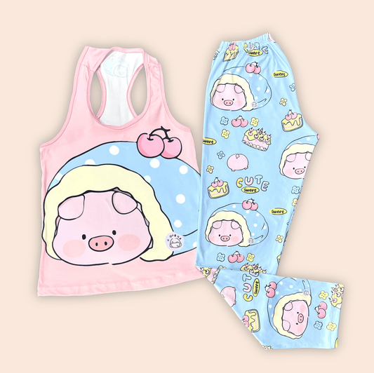 Pijama Dama Pantalón Blusa Esqueleto Cerdito Adorable