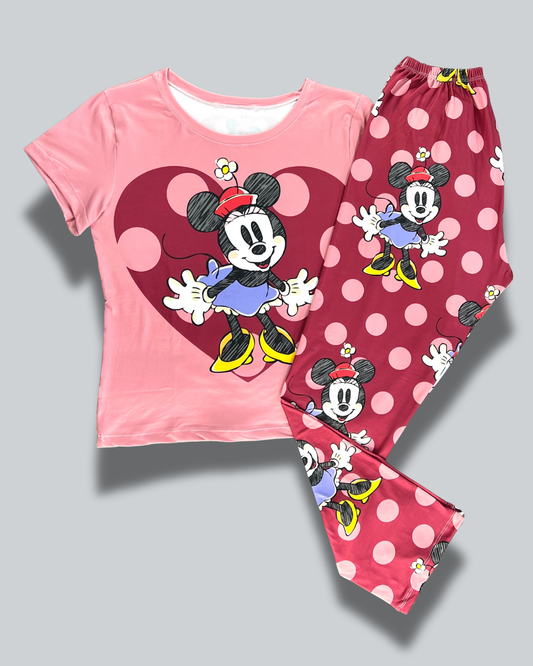 Pijama Dama Pantalón Plus Minnie Retro Morada
