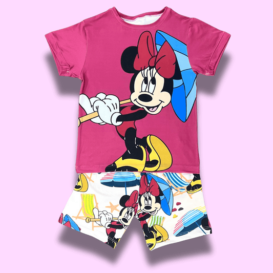 Pijama piel de durazno niña - Minnie sombrilla