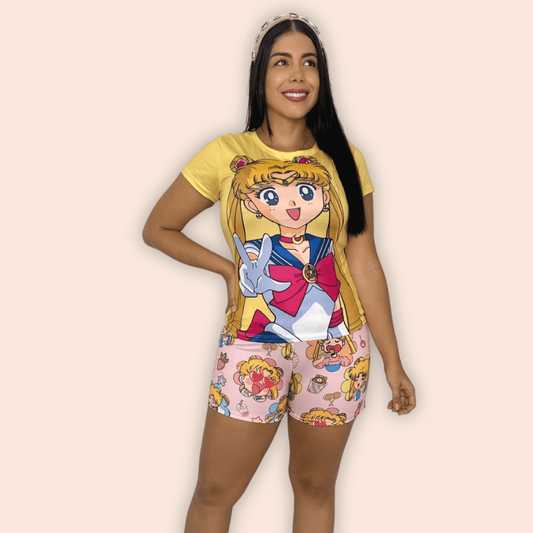 Pijama Dama Short Blusa de Mangas Sailor Moon