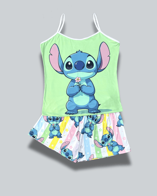 Pijama Dama Short Plus Stitch Florecita