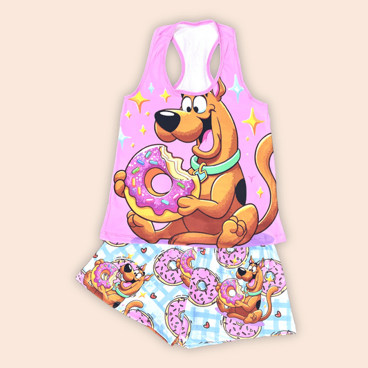 Pijama Dama Short Blusa Esqueleto Scooby Doo