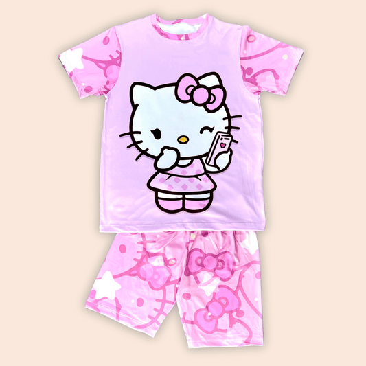 Pijama Niña Short de Hello Kitty Rosada