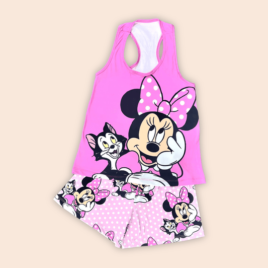 Pijama Dama Short Blusa Esqueleto Minnie