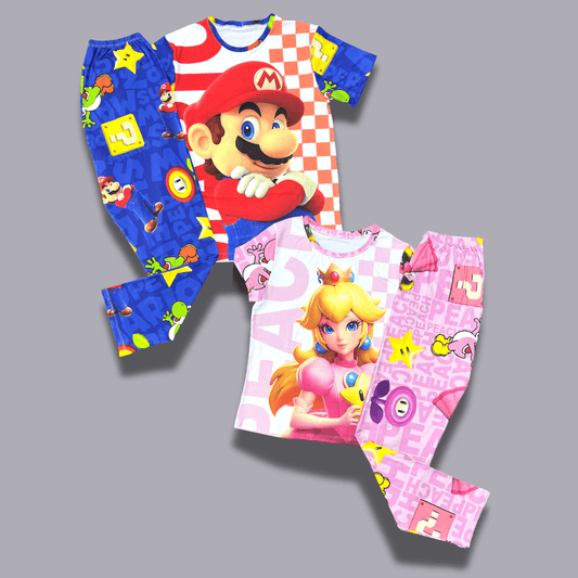 Pijamas pareja Mario y Peach – Conjuntos gamer en pantalón largo