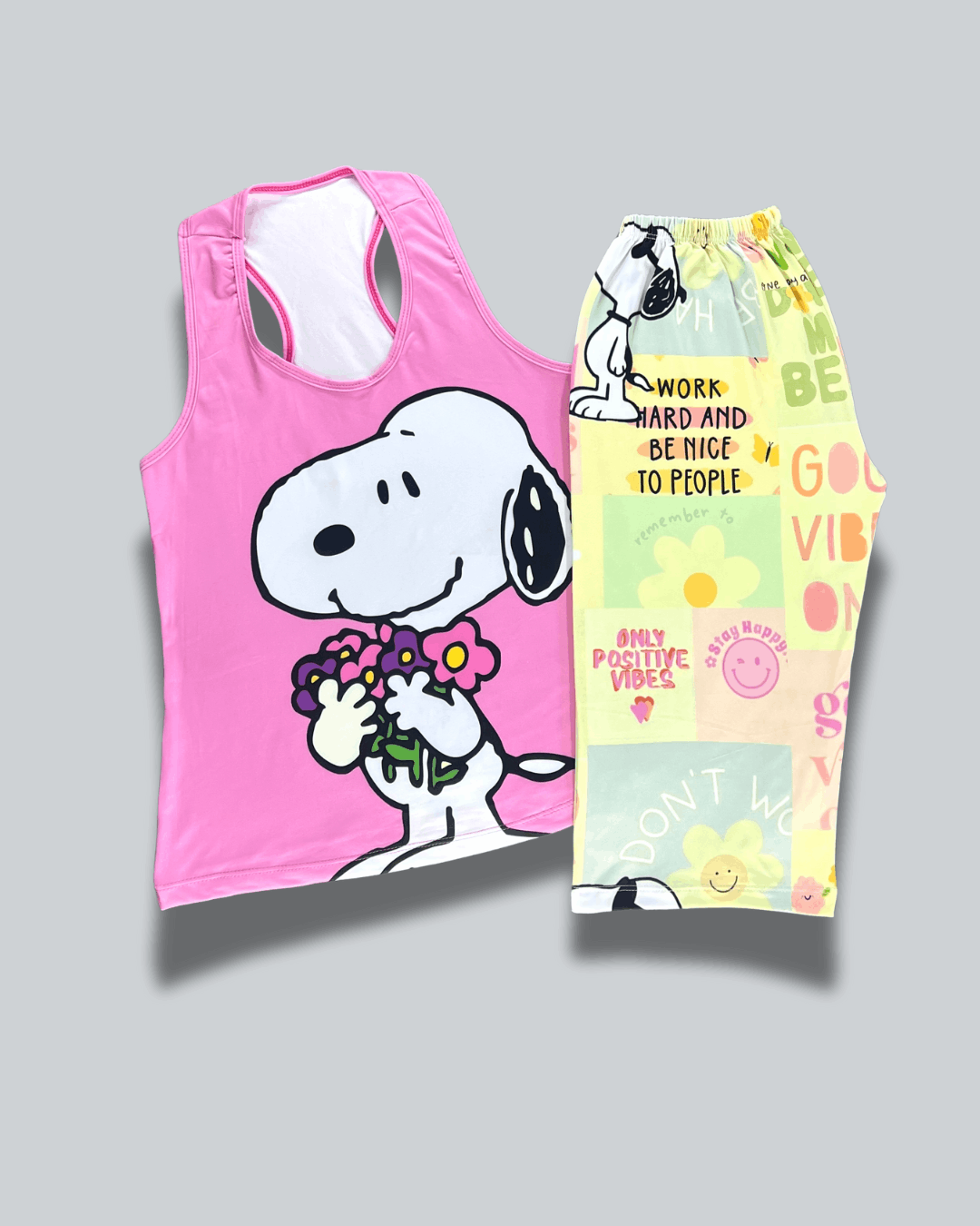Pijama Dama Capri Snoopy Positive Vibes