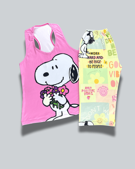Pijama Dama Capri Snoopy Positive Vibes