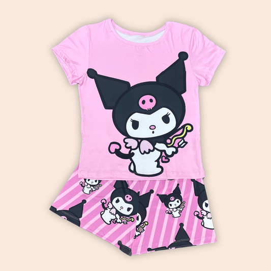 Pijama Short Dama Talla Plus Kuromi Rosa
