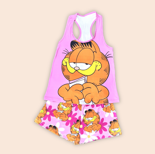 Pijama Dama Short Blusa Esqueleto Garfield