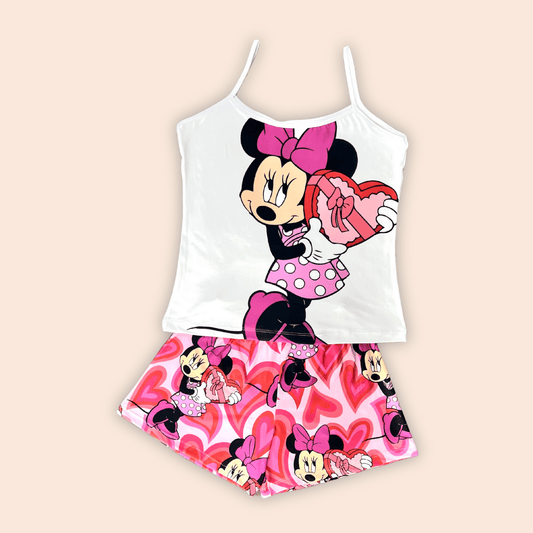 Pijama Short Blusa de Tiras Talla Extra Minnie Love