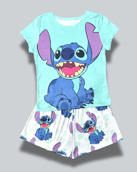 Pijama Dama Short Plus Stitch Menta