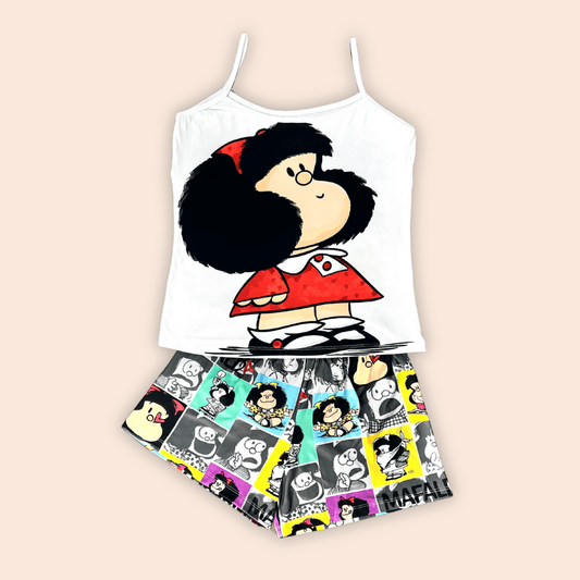 Pijama Short y Blusa de Tiras Talla Extra Mafalda
