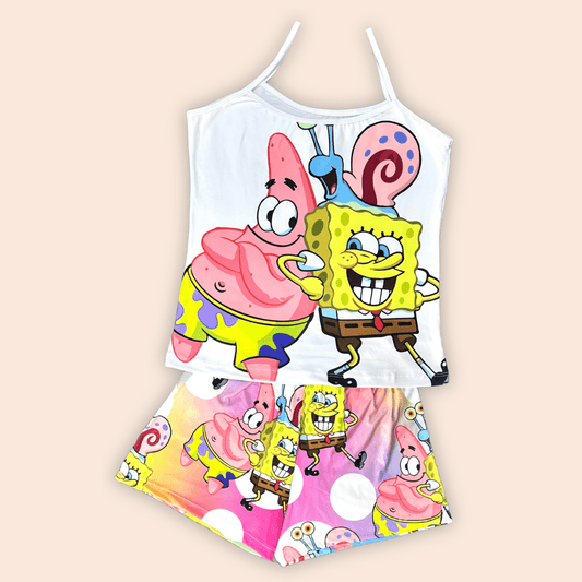 Pijama Short Blusa de Tiras Talla Extra Bob Esponja & Amigos