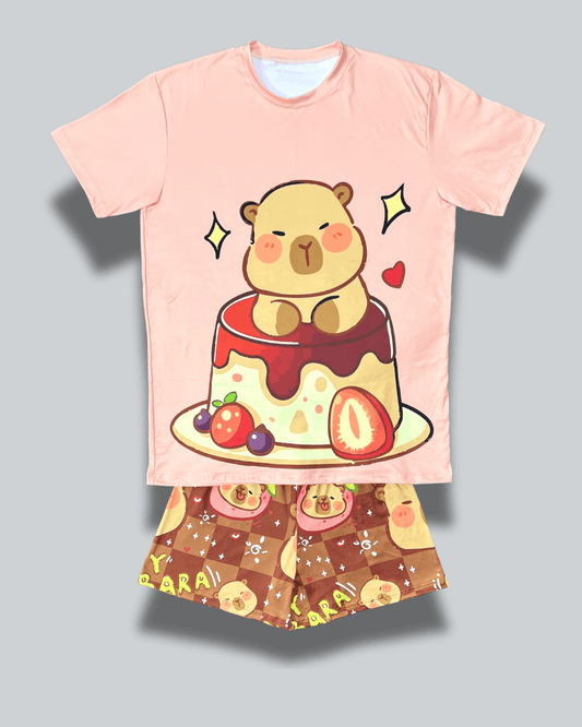 Pijama Dama Camiseta Oversize Capibara Postre