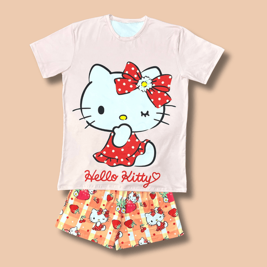 Pijama Hello Kitty Fresas Rojas para Mujer – Encanto Dulce y Confort