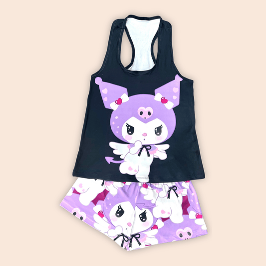Pijama Dama Short Blusa Esqueleto Kuromi