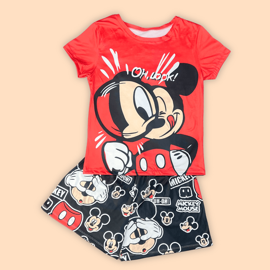 Pijama Short Blusa de Mangas Talla Plus Mickey