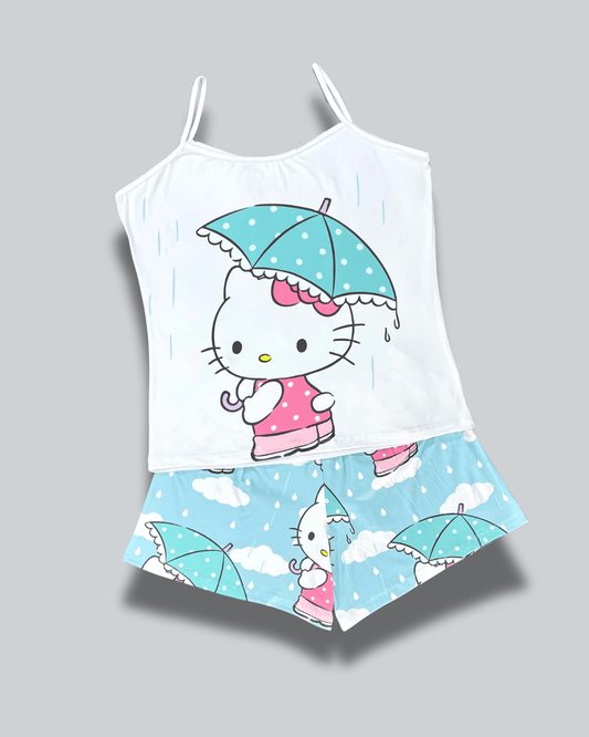 Pijama Dama Short Plus Hello Kitty Sombrilla
