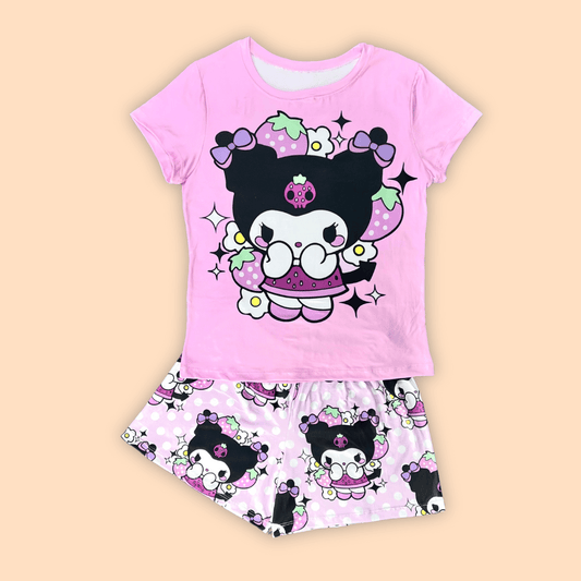 Pijama Short Blusa de Mangas Talla Única Kuromi Sweet