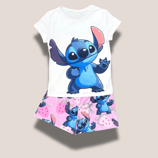 Pijama dama Stitch con short rosa – Dulzura y diversión