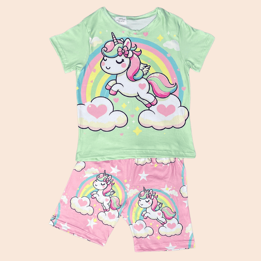 Pijama Niña Short Unicornio Arcoíris