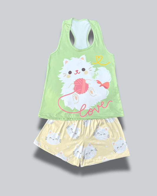 Pijama Dama Short Gatito Lana