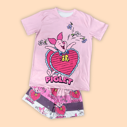 Pijama Short Blusa Oversize Piglet